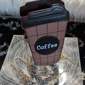 Stylish Brown Coffee Cup Crossbody Bag